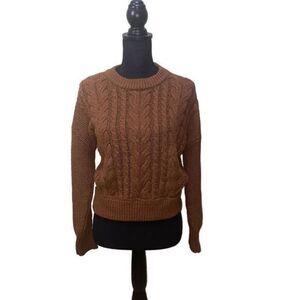 Olive+Oak Sustainable Celtic Cable Knit Stitch Crewneck Sweater Size M